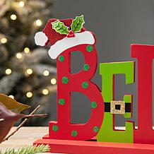 Glitzhome 14in L Wooden Christmas BELIEVE Table Decor