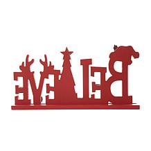 Glitzhome 14in L Wooden Christmas BELIEVE Table Decor