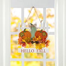 Glitzhome 14"L Fall Wooden Patch with Floral Door Hanger