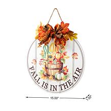 Glitzhome 15" Round Fall Wooden Word Door Hanger