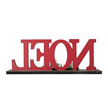 Glitzhome 15" Wooden Plaid NOEL Table Decor