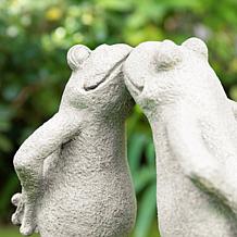 Glitzhome 15.25"H Resin Two Kissing Frog Statue