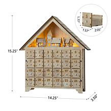 Glitzhome 15.25in H Wooden LED Countdown Farmhouse
