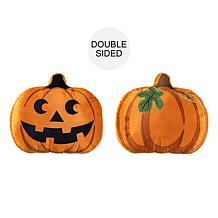 Glitzhome 15.5"L Fall and Halloween Fabric Double Sided Pumpkin Pillow