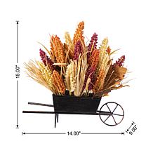 Glitzhome 15"H Fall Multi-Colored Sorghum Cart Centerpiece