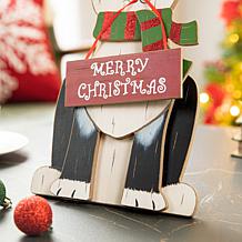 Glitzhome 16" Wooden Christmas Dog Figurine