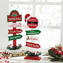 Glitzhome 16.5in. H Set of 2 Christmas Wooden Sign Table Decor