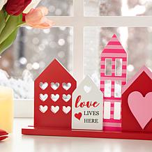 Glitzhome 16in L Valentine's House Wooden Table Decor