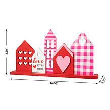 Glitzhome 16in L Valentine's House Wooden Table Decor