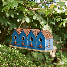 Glitzhome 17" Washed Retro Distressed Wood Garden Birdhouse with Perch