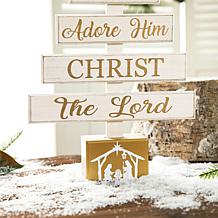Glitzhome 17.75in. H Wooden Nativity Table Tree Decor