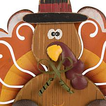 Glitzhome 17.95in.H Iron and Wooden Turkey Welcome Wall Décor