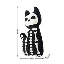 Glitzhome 17"H Halloween Hooked Skeleton Cat Shaped Pillow