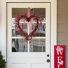 Glitzhome 17in H Valentine's Berry Heart Wreath