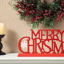 Glitzhome 18" Wood and Metal MERRY CHRISTMAS Table Decor