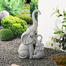 Glitzhome 18.25" Resin Mother and Baby Elephant Statue