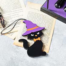 Glitzhome 18.5"H Halloween Wooden Witch Nutcracker w/ Cat Ornament