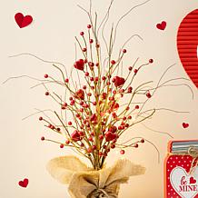 Glitzhome 18in H Lighted Valentine's Berry Heart Table Tree