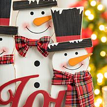 Glitzhome 18in. H Wooden Snowman Family Table Decor