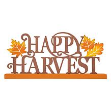 Glitzhome 18in. L Wood and Metal Happy Harvest Table Decor