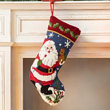 Glitzhome 19" Santa Hooked Stocking
