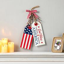 Glitzhome 19.5" Wooden Patriotic Americana Doorknob Hanging Décor