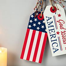 Glitzhome 19.5" Wooden Patriotic Americana Doorknob Hanging Décor