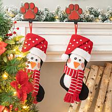 Glitzhome 19in. H 3D Penguin Hooked Stocking
