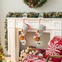Glitzhome 19in. H Fox Hooked Stocking