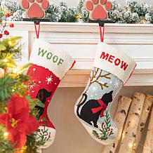 Glitzhome 2-pc Cat and Dog Hooked Stockings