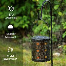 Glitzhome 2-pc. Solar Lantern, LED Light, Laser Plate, Stake Hook