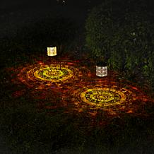 Glitzhome 2-pc. Solar Lantern, LED Light, Laser Plate, Stake Hook