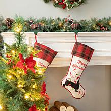 Glitzhome 2-pk 6" Wooden and Metal Dachshund Stocking Holder