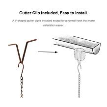 Glitzhome 20-Pc. Faux Copper Rain Chain with V-Shaped Gutter Clip