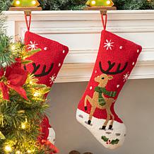 Glitzhome 20" Reindeer Hooked Stocking