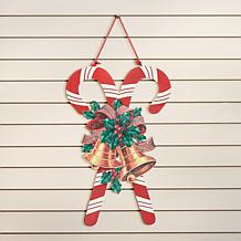Glitzhome 20" Wooden Christmas Candy Cane Wall Decor