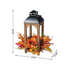 Glitzhome 20"H Fall Sunflower, Pinecone & Berry Lantern Centerpiece
