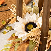Glitzhome 20"H Fall Sunflower, Pumpkin & Leaf Wood Lantern Centerpiece