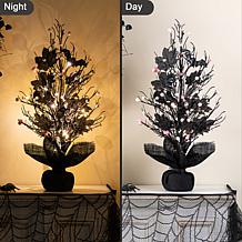 Glitzhome 20"H Lighted Pink Halloween Berries Table Tree