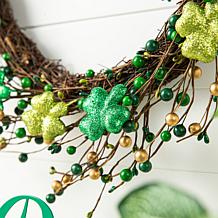 Glitzhome 20in D St. Patrick's Shamrock Berry Wreath