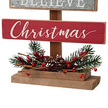 Glitzhome 20in H Wooden Sign Table Tree Decor
