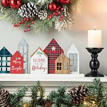 Glitzhome 20in L Christmas House Wooden Decor