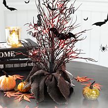 Glitzhome 20in.H Halloween Lighted Bats Table Tree Décor