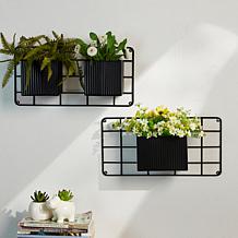 Glitzhome 20''L Black Metal Vertical Wall Planters, Planter Stands