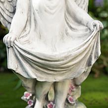 Glitzhome 21" Angel Garden Statue with Birdfeeder