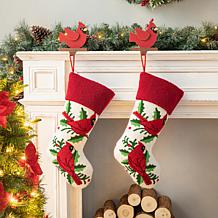 Glitzhome 21" Cardinal Hooked Stocking