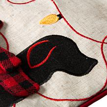 Glitzhome 21" L LED Embroidered Linen Dog Christmas Stocking