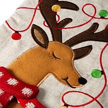 Glitzhome 21" L LED Embroidered Linen Reindeer Christmas Stocking