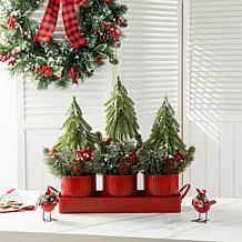 Glitzhome 21" Metal Potted Christmas Centerpiece or Table Tree