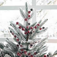 Glitzhome 21" Red Christmas Sleigh Frosted Floral Centerpiece